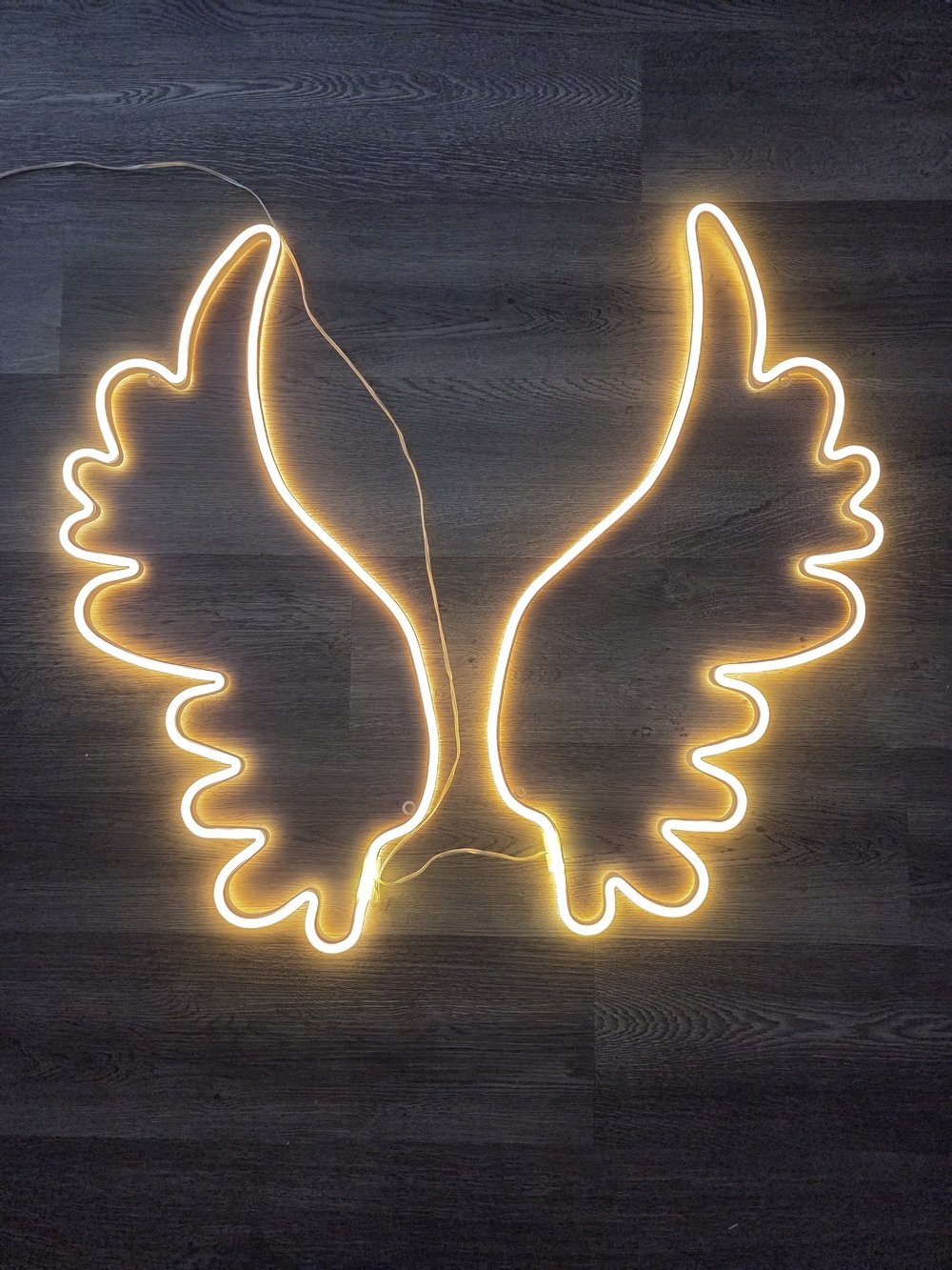 Neon Angel Wings Light - Warm White Glow